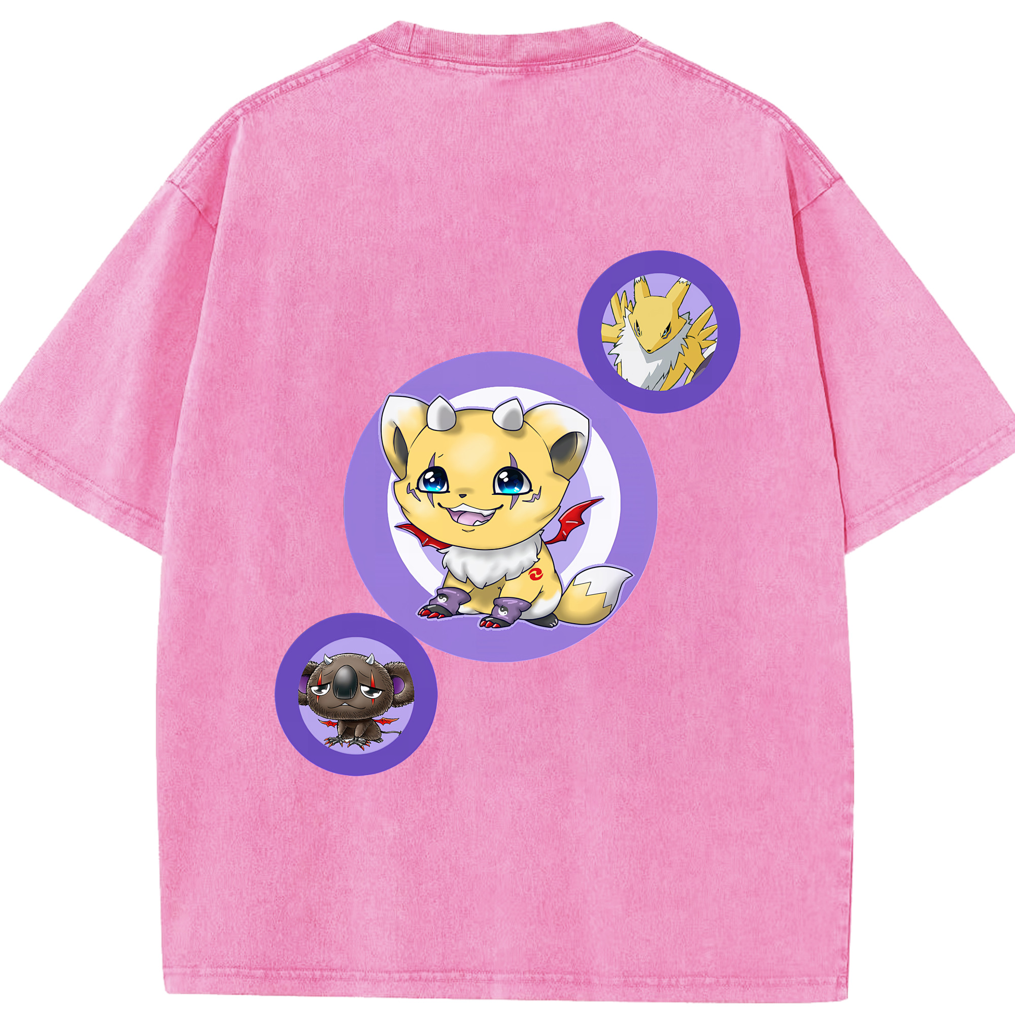 （画像用） Digimon デジタルモンスター/デジモン 綿100% ヴィンテージ風 半袖Tシャツ（背面プリント）